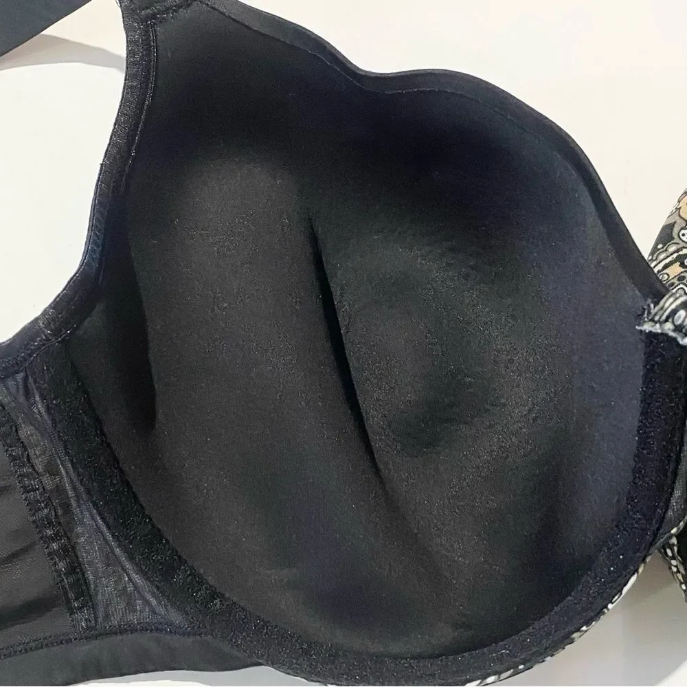 Cacique Black & White Paisley Adjustable Underwire Padded Bra Women's Size 38DDD